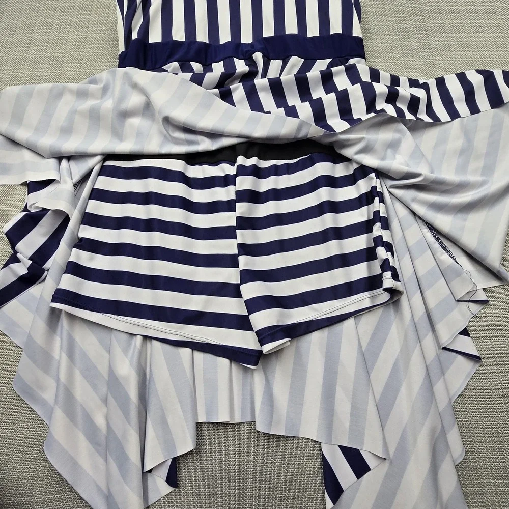 Danify Swimdress Womens 52 Blue White Striped Handkerchief Hem Bow Nautical - Picture 9 of 10